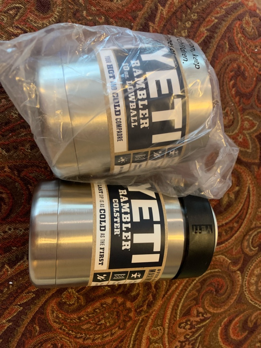 Yeti Stainless Steel Rambler Colster Cooler - Silver and Black